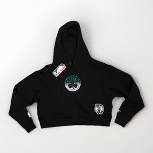 Boston Celtics Pro Standard Jewels Cropped Pullover Hoodie - Black - Women's Med